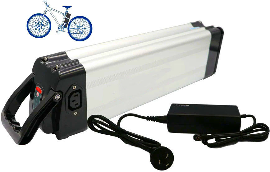 36V 13ah 468 Wh সিলভার ফিশ ইবাইক ব্যাটারি টপ ডিসচার্জ আরসিএ চার্জিং পোর্ট