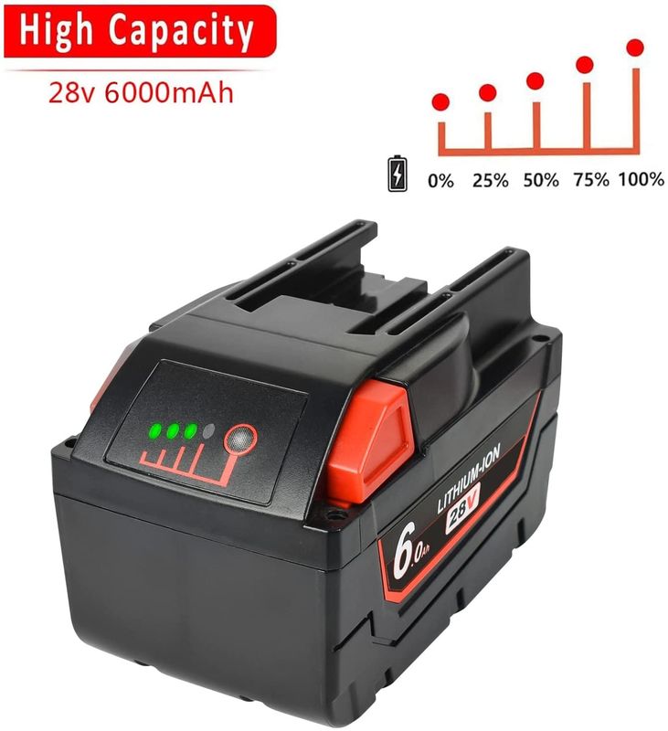 6000mAh কর্ডলেস পাওয়ার টুলস ব্যাটারি প্রতিস্থাপন 28V মিলওয়াকি মিলওয়াকি 48-11-2830 এম 28 এর সাথে সামঞ্জস্যপূর্ণ