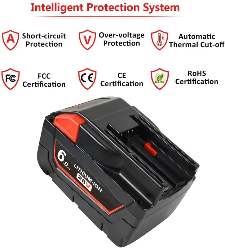 6000mAh প্রতিস্থাপন মিলওয়াকি 28V লিথিয়াম ব্যাটারি মিলওয়াকি 48-11-2830 M28 পাওয়ার টুল ব্যাটারি ফিট করে